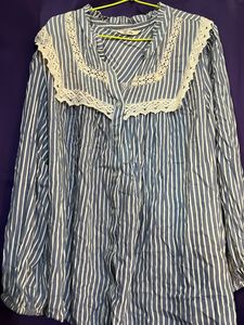 Striped Lace Collar Blouse