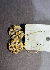Elegant Crystal Flower Hoop Earrings