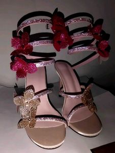 Rhinestone floral one-strap fairy sandals