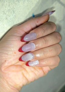 Red French cat eyes Nails
