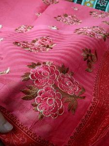Pink Dhaga Work Saree Pure cotton 🩷