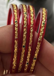 Elegant Red &amp; Gold Bangles