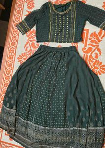 Pantaloons Elegant Green Lehenga Choli Set