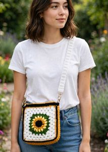 Handmade Crochet Sunflower Sling Bag