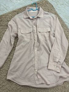 Chic Light Pink Satin Shirt