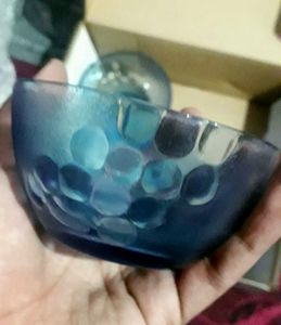 Unused Blue Colour Glass 4 Bowls Set