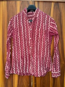 Lenin Men's Burgundy Wavy Pattern Shirt | Size(Med