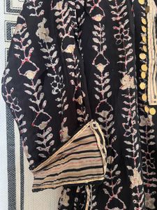 BlackPrinted  Kurta with gold embellishments