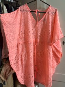 Coral Lace Swim Cover-Up
