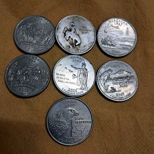7 Commemmorative USA quarters