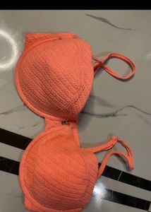 Textured Coral Bikini Top