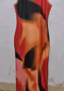 Abstract Print Sleeveless Maxi Dress
