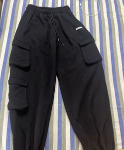 Black oversized Cargo Sweatpants
