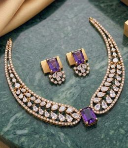 Exquisite Amethyst & Diamond Necklace Set