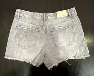 Grey Distressed Denim Shorts
