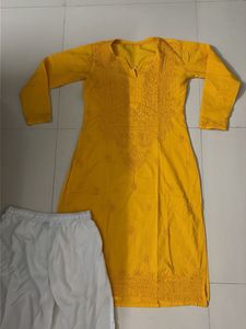 Yellow Chikankari Kurta Set