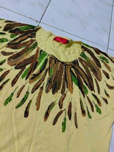 Yellow Feather Print Top