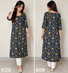 Stylish Navy Blue Printed Kurta