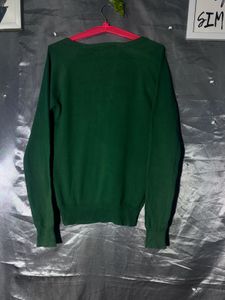 Zara Green V-Neck Cardigan with Elbow Patches