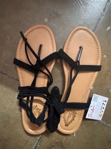 shoetopia Women's Black Lace-Up Gladiator Sandals