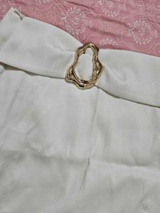 Savana Stylish Cream Skirt with Gold Buckle