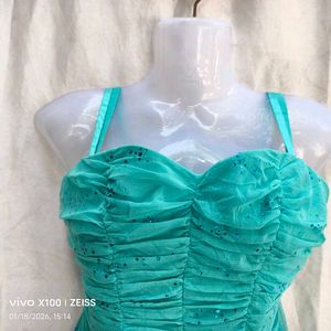 Sparkly Ruched Turquoise Top