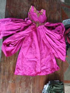 Pink Embellished stone&amp;beads  studded Party Dress