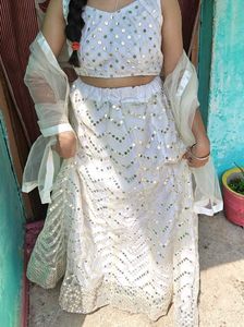 White Sequined Lehenga Choli
