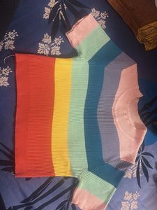 Rainbow Striped Knit Top