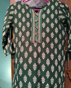 New Green Kurta with White Print