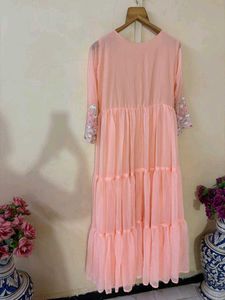 brand new Peach Embroidered Anarkali Kurta Set
