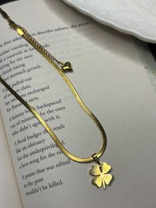 Golden Clover Necklace with Heart Charm