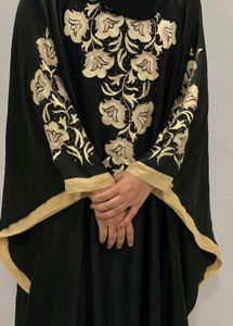 Elegant Black Abaya with Gold Embroidery