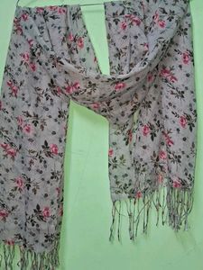 Floral Print Scarf with Tassels of 1
