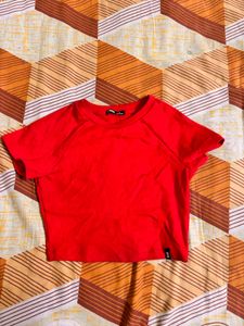 Vibrant Red Cropped Tee