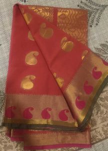 Beautiful Red Saree with Gold Motifs