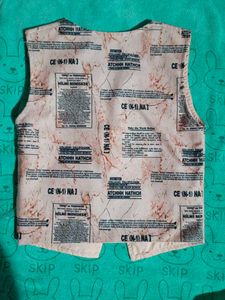 Vintage Newspaper Print Vest