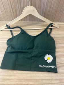 Cute Green Daisy Sports Bra
