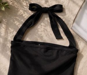 Black Halter Neck Crop Top