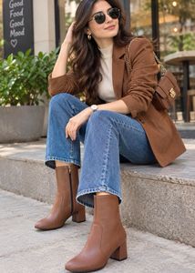 Stylish Brown Heeled Ankle Boots