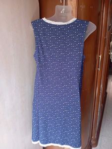 Blue Polka Dot Nightgown with Lace Trim