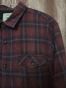 Men's Burgundy Plaid Flannel Shirt