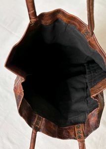 Unique Embossed Leather Tote Bag