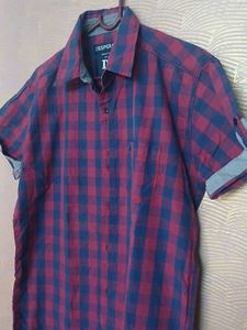 Men's Red & Blue Checkered Shirt