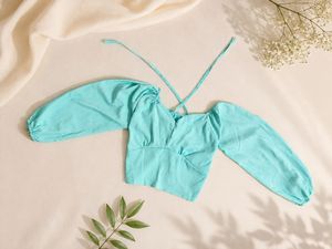 The Muse — Off-Shoulder Puff Sleeve Top 🩵