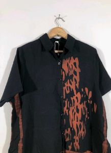 Stylish Black &amp; Brown Printed Shirt Dress 🛒