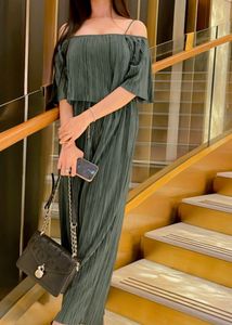Olive Green Pleated Two-Piece Set