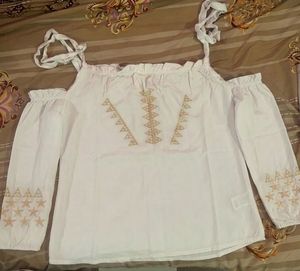 Boho Off-Shoulder Embroidered Top