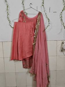 Elegant Pink Party Wear Umbrella Palazzo Suit