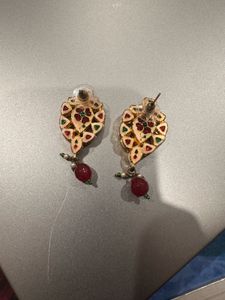Elegant Kundan &amp; Ruby Drop Earrings